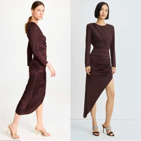 Veronica Beard 'Tristana" ruched asymmetric midi dress NEW - Picture 2 of 12